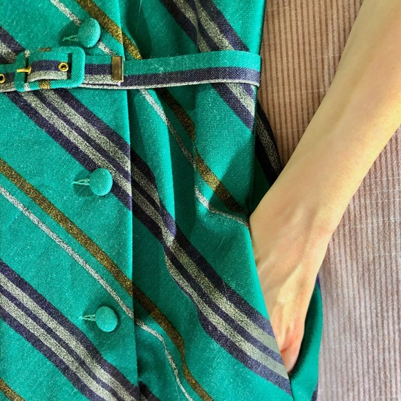 (Size 4-6) 1960s French Wool Day Dress w/ Pockets - Picture 8 of 14